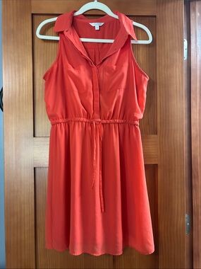 Charming Charlie Red Sleeveless Shirt Dress